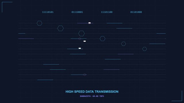 Fiber Optic Data Transmission Animation Through Cable Network