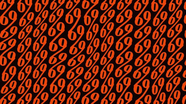 Bright orange diagonal pattern of repeating percent typography in a seamless motion background loop for modern graphics and commercial intro sequences
