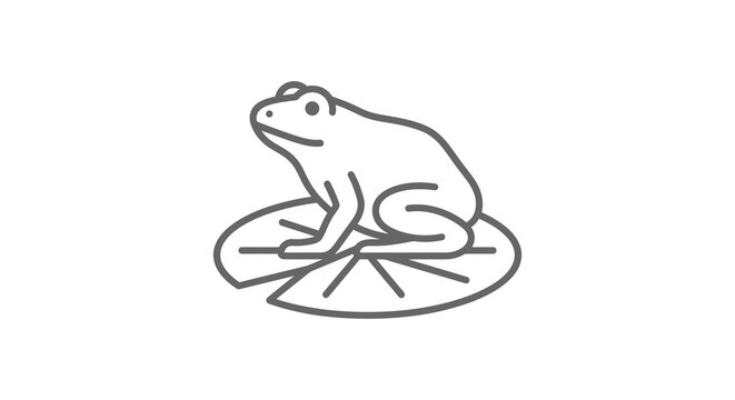 Black line art frog on water lily pad
