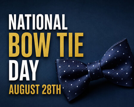 National Bow Tie Day August 28th with Elegant Polka Dot Bow Tie on Dark Background
