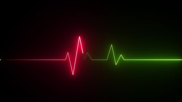 neon heartbeat cardiogram pulse animation abstract  neon heart beat icon animation on black background. animation, heartbeat pulse icon. 4k video 