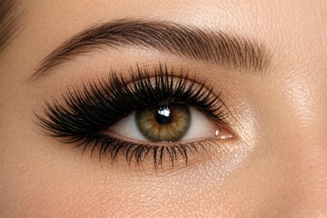 Fototapeta premium Close-up shot of a woman's eye with long lashes, suitable for beauty or fashion content