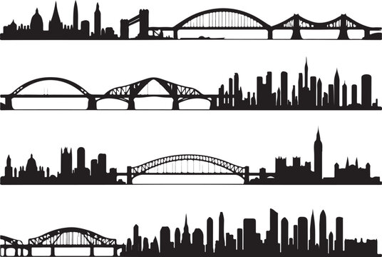 Skyline silhouettes, cityscape, buildings architecture