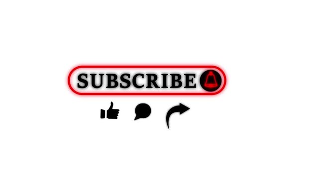 Like comment subscribe and share animated lower third icon button for YouTube channel on white background