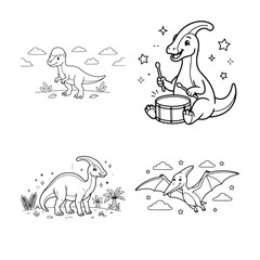 Dinosaur coloring page for kids fun prehistoric animals t rex pterodactyl and more © Shirina