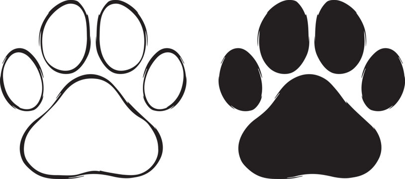 dog paw icon print vector silhouette logo - puppy footprint