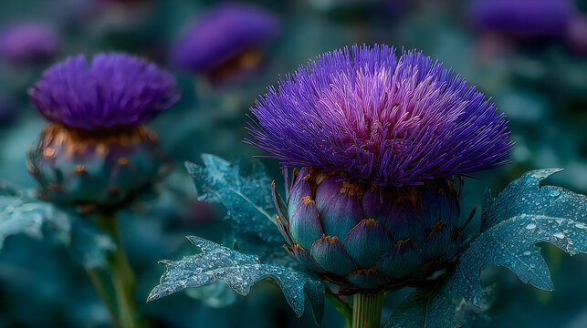 Purple cardoon blossom macro photography vibrant botanical garden floral bloom wallpapers