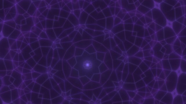 Purple Neon Geometric Mandala Animation with Pulsing Light Connections
