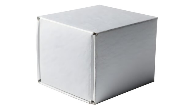 Empty white cardboard shipping box isolated on white. Minimalist plain packaging container for e-commerce and delivery.