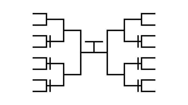 Tournament bracket diagram, competition bracket, sports bracket, winner selection, elimination chart
