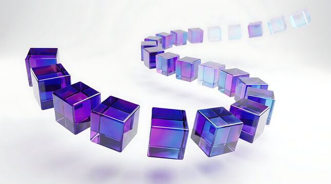 3d purple geometric puzzle blocks forming arrow illustration