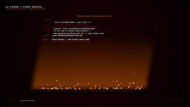 Motion of a computer screen displaying code with animated background for technology enthusiasts.