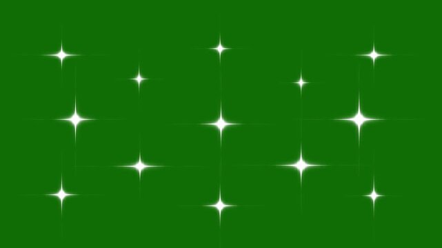 Sparkling stars shine animation, twinkling stars animation, blinking cartoon stars, 4K star sparkle vector doodles, glowing light effect and retro shine movement on green screen 4K