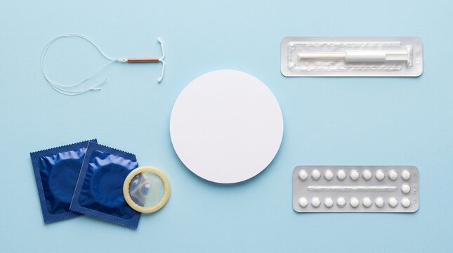 Flat Lay of Modern Contraceptive Options for Smart Family Planning