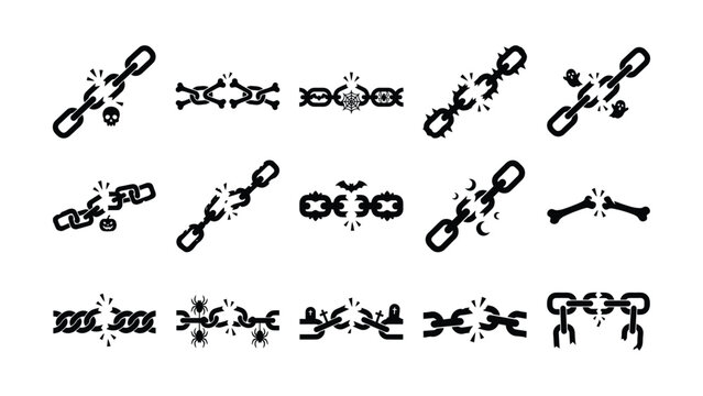 Broken chains and shackles isolated on white background. Perfect for prison break themes and concepts of freedom or.