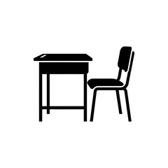Fototapeta premium Classroom Furniture Set Silhouette On White Background