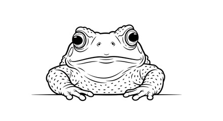 Obraz premium Detailed frog toad line art illustration.