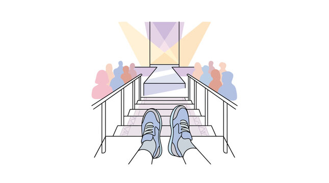 First Person View of Fashion Show Runway Stairs