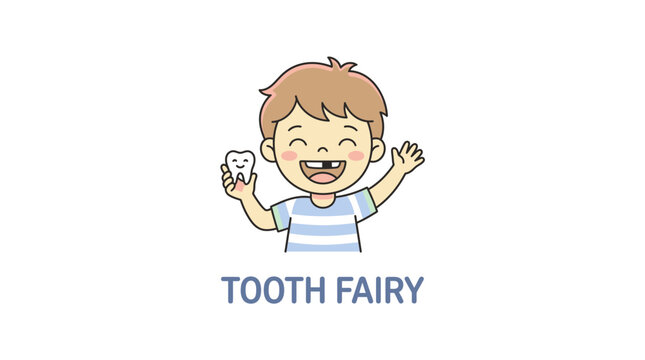 Happy Boy With Missing Tooth and Tooth Fairy Icon