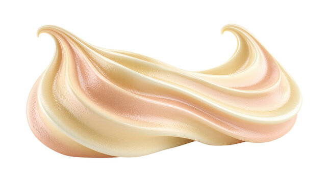 Soft cream wave in elongated s shape with two curved peaks and matte finish isolated on transparent background for dairy dessert packaging design