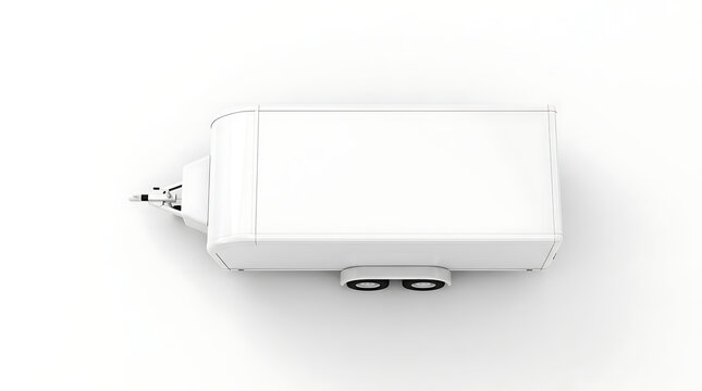 Overhead View of a Plain White Utility Trailer with Dual Axles and a Tow Hitch