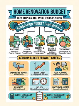 Home renovation budget planning and cost management infographic