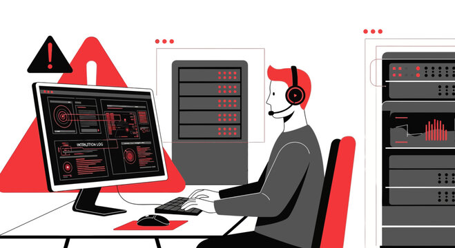 IT Specialist Monitoring Server Rack & Computer Data