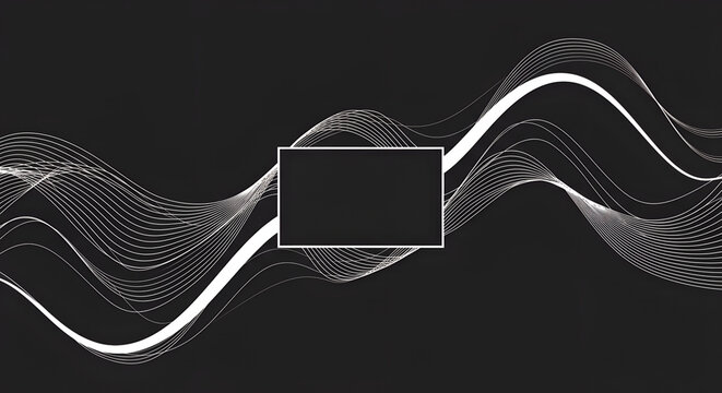 Abstract black background with waves and with a space and a text box