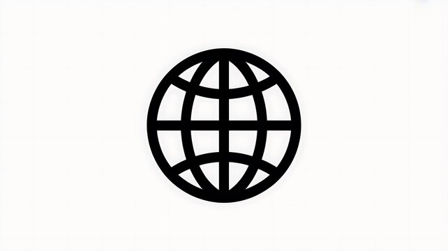 Black globe icon for internet and global