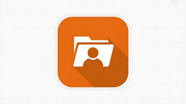 Orange user profile folder icon flat design
