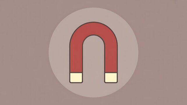 Red horseshoe magnet icon on brown circle