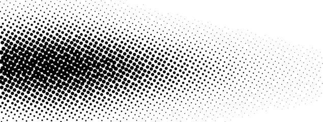 Halftone gradient vector texture, black and white pop art dot pattern, retro comic book screen print effect, grainy stipple overlay for graphic design Ediable path. © Visionary Stock