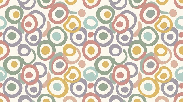 Abstract seamless pattern with hand drawn colorful organic circles