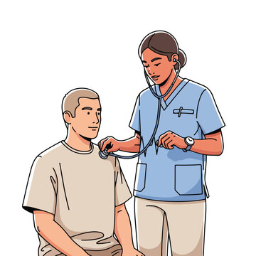 Doctor using stethoscope on patient