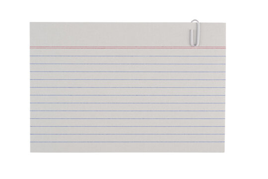 Tarjeta para anotaciones y archivo de cartulina con rayas con cun clip de color blanco, recurso gr&aacute;fico