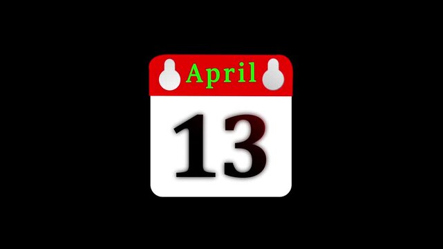 april 13 calendar date page reveal