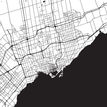 Toronto Vector Map - Detailed City Street Plan, Lake Ontario Grid and Highways
