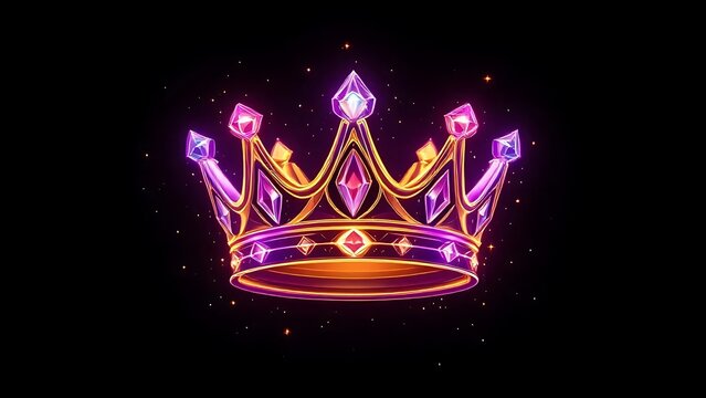 Glowing neon royal crown concept art digital illustration