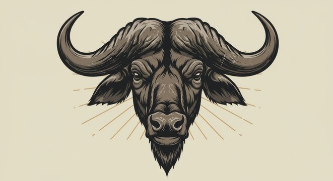 Stylized vector illustration of a buffalo head with dramatic details