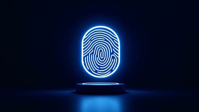 Glowing biometric fingerprint security concept with security