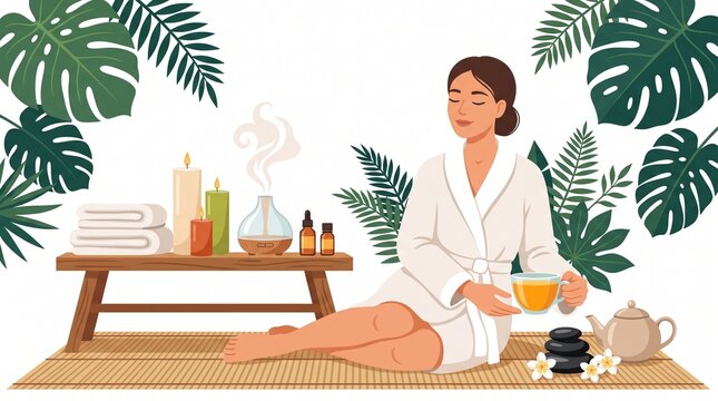 Woman giving aromatherapy massage treatment