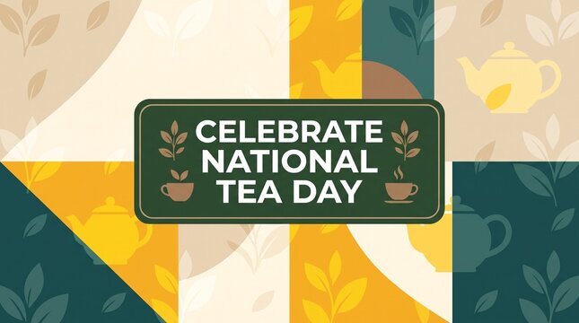 Celebrate national tea day colorful geometric background