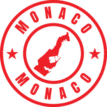 MONACO Circle Rubber Stamp with Name and Map Vector