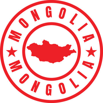 MONGOLIA Circle Rubber Stamp with Name and Map Vector