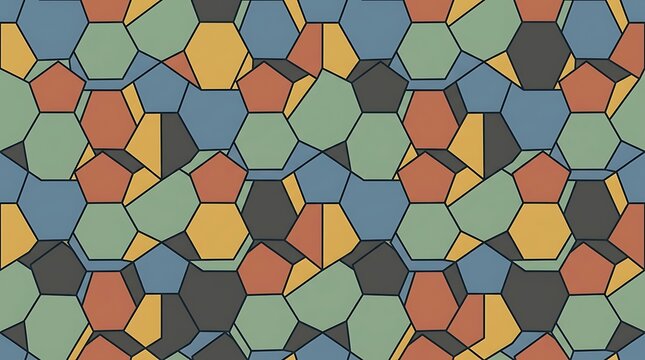 Abstract colorful geometric mosaic pattern with dark outlines