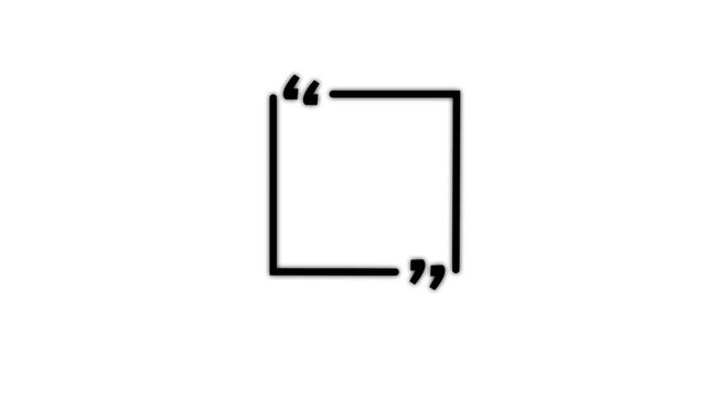 Black outline square quotation mark frame Empty square quote frame with quotation marks.