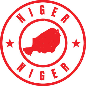 NIGER Circle Rubber Stamp with Name and Map Vector
