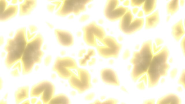 Abstract yellow glowing kaleidoscope pattern moving in continuous loop