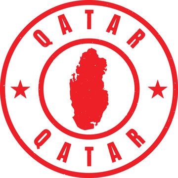 QATAR Circle Rubber Stamp with Name and Map Vector