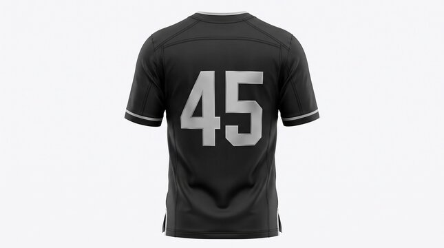 A professional athlete wears this dark black jersey featuring the number forty five on the back side which represents a high quality garment designed for intense training sessions during sports